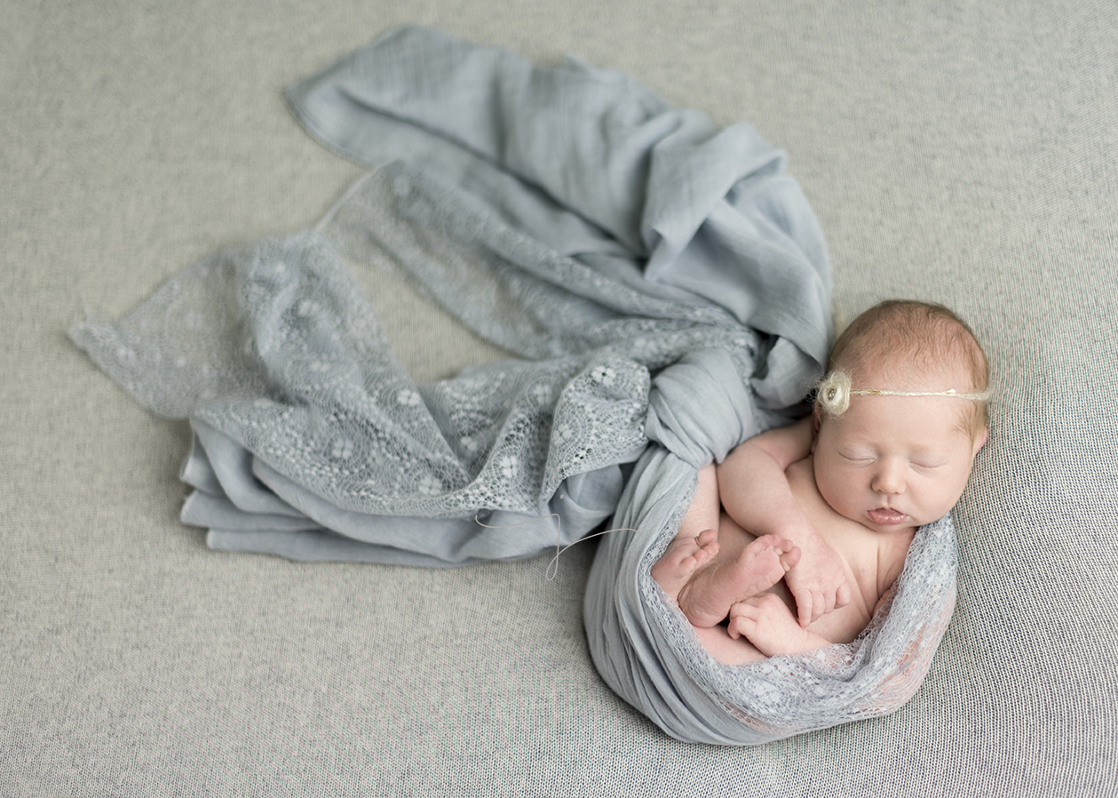Newborn baby girl wrapped | Jewel Images Bend, Oregon Julia Kelleher Newborn Photographer