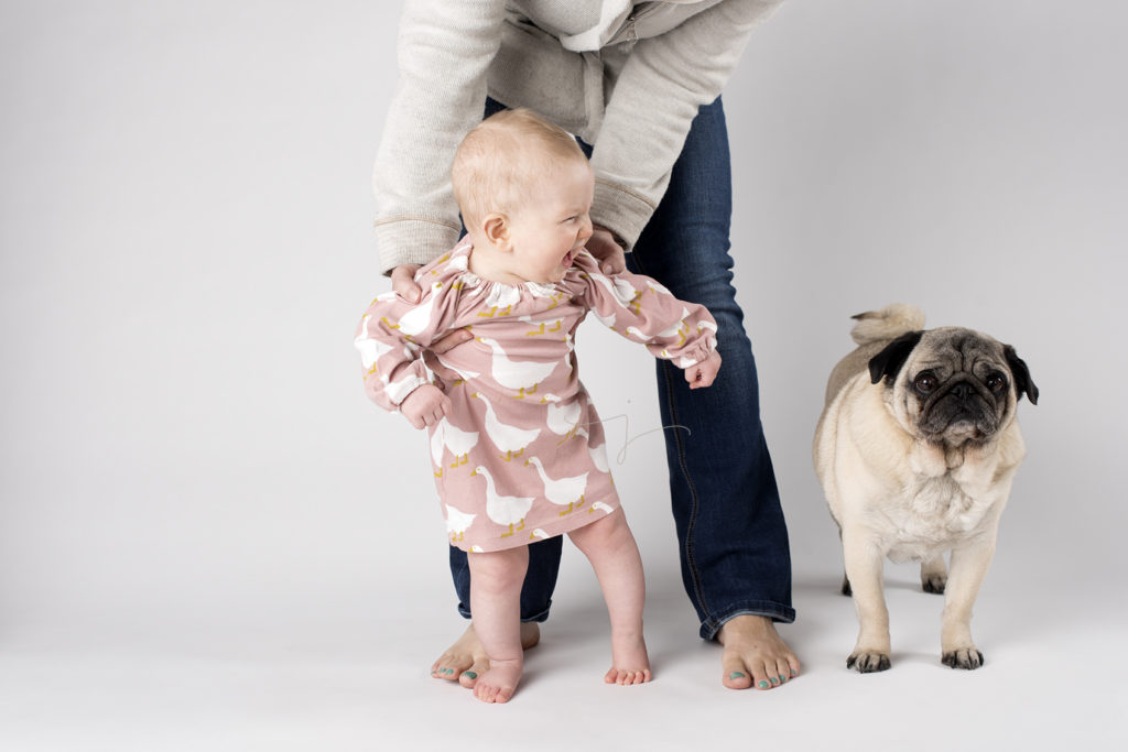Cute baby, cute pug, cutest reaction ever | Jewel Images Julia Kelleher Newborn Photographer Bend, Oregon www.jewel-images.com